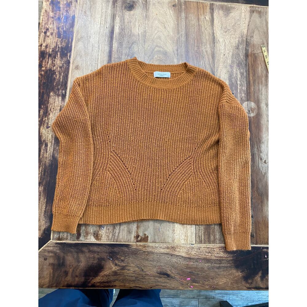 Carly Jean Brown Long Sleeves Crew Neckline Cropped Sweater Size Medium